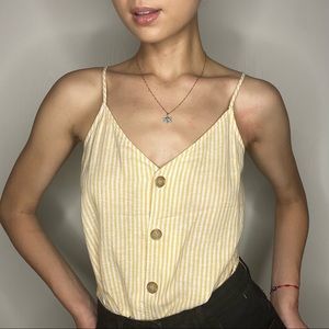 BP Striped Linen Botton-Up Tank Top